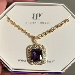 Gold Necklace with Purple Gemstone Pendant